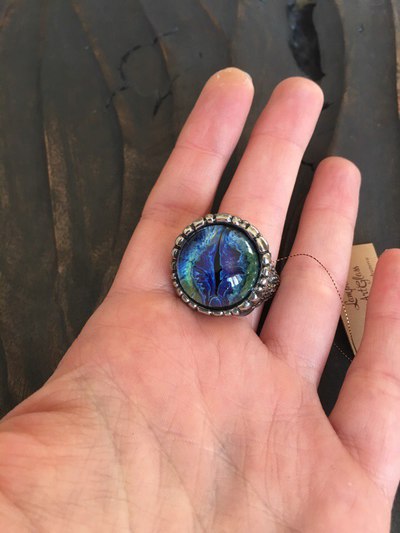 кольцо глаз синий большой